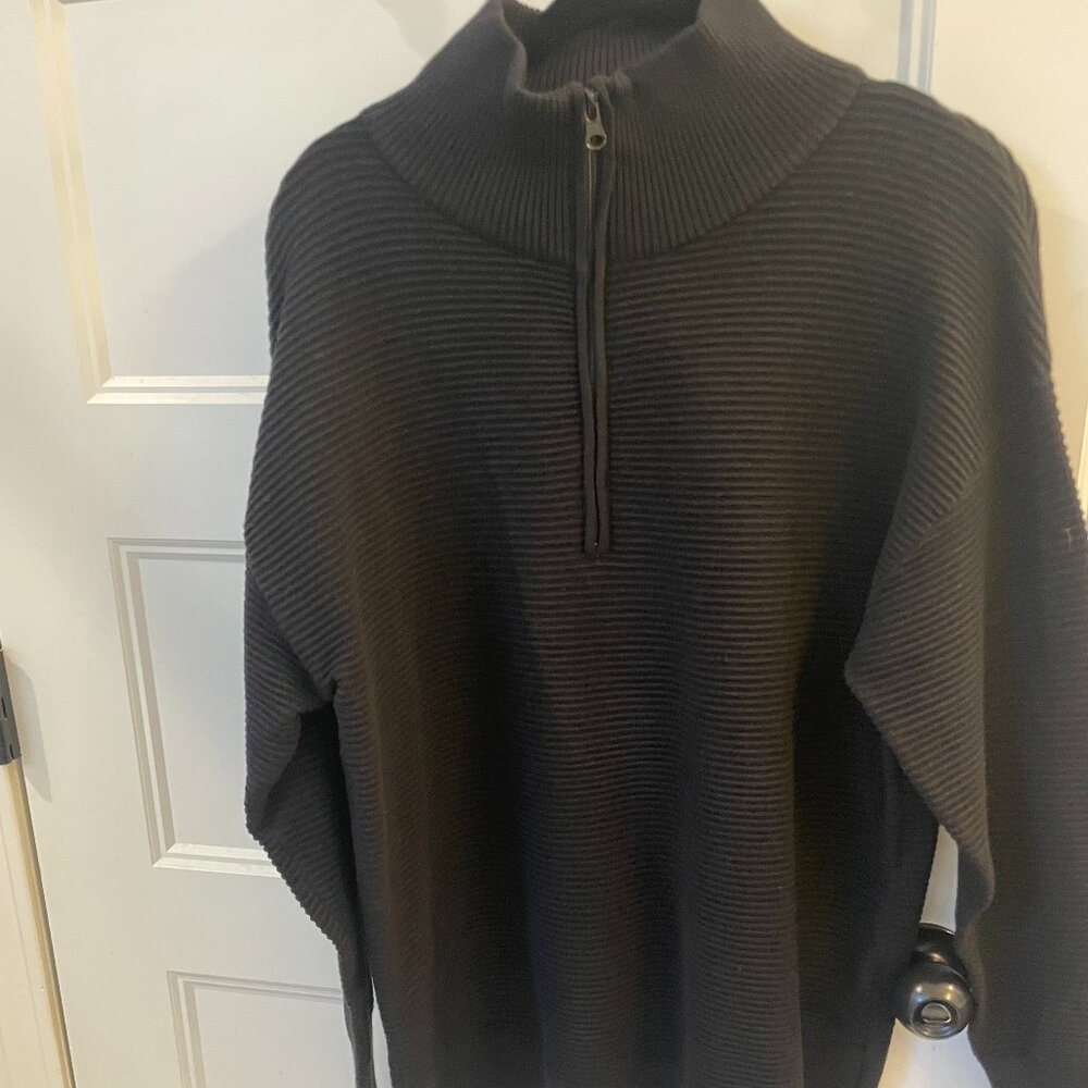 Brand new with tags black cozy sweatshirt, quarter zip ribbed material